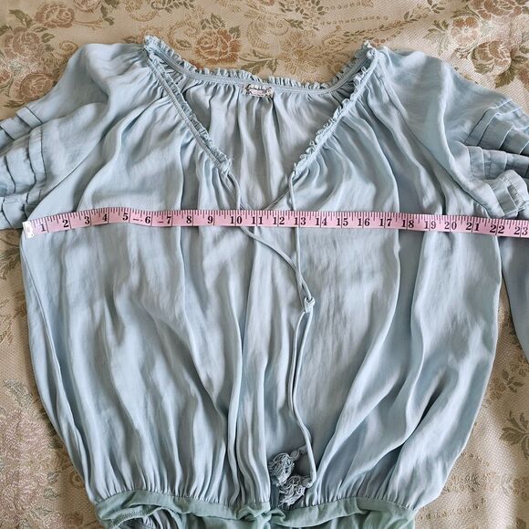 Free People Intimately All Tucks Sage Puff Sleeve Bodysuit Women’s Size M - Picture 3 of 7